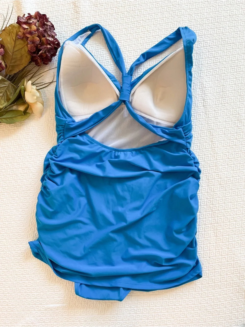 LL Bean Slimming UPF 50+ Ruched One Piece Swimsuit Size 18